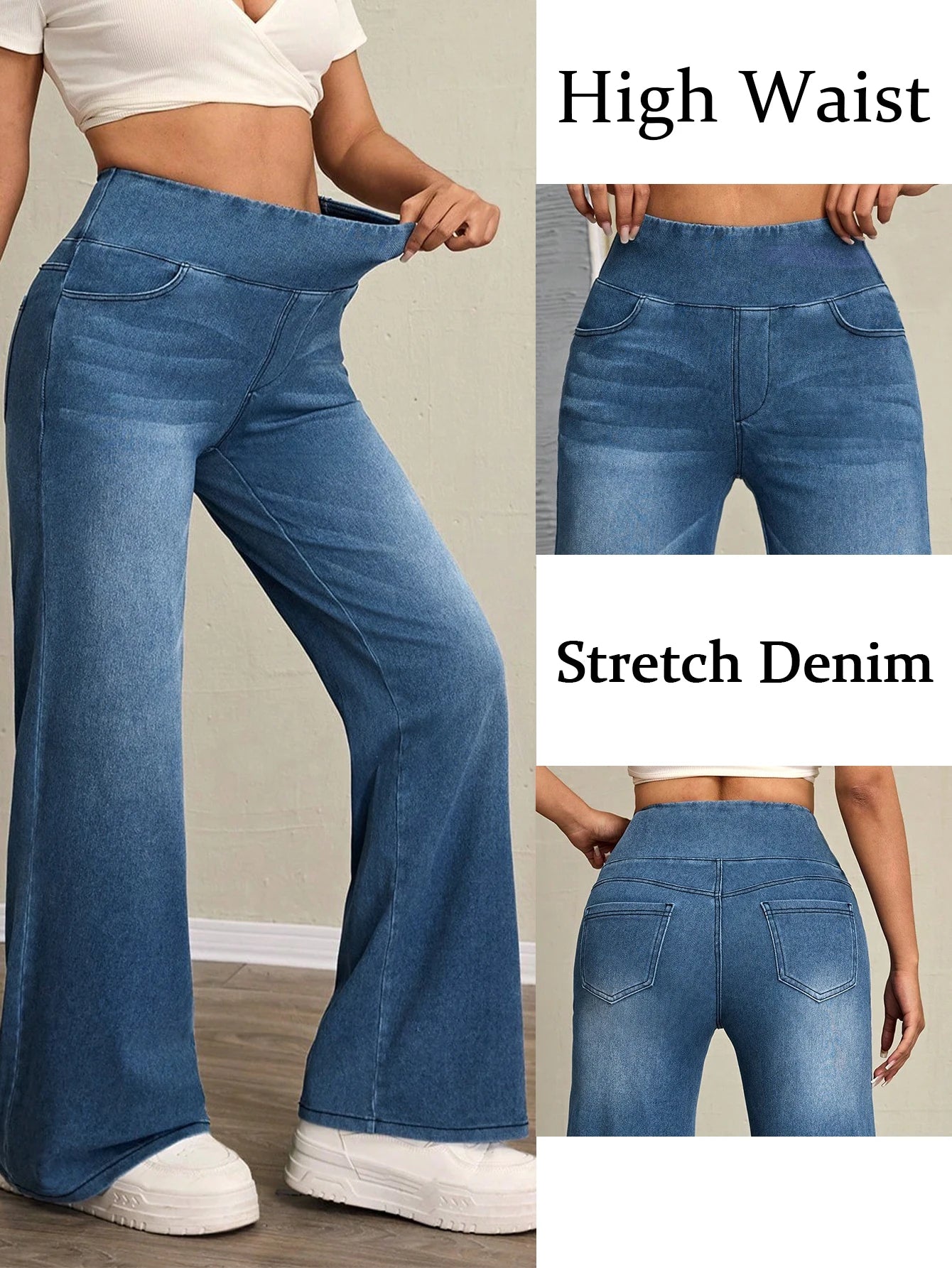Verani High-Rise Stretch Flared Denim Pants