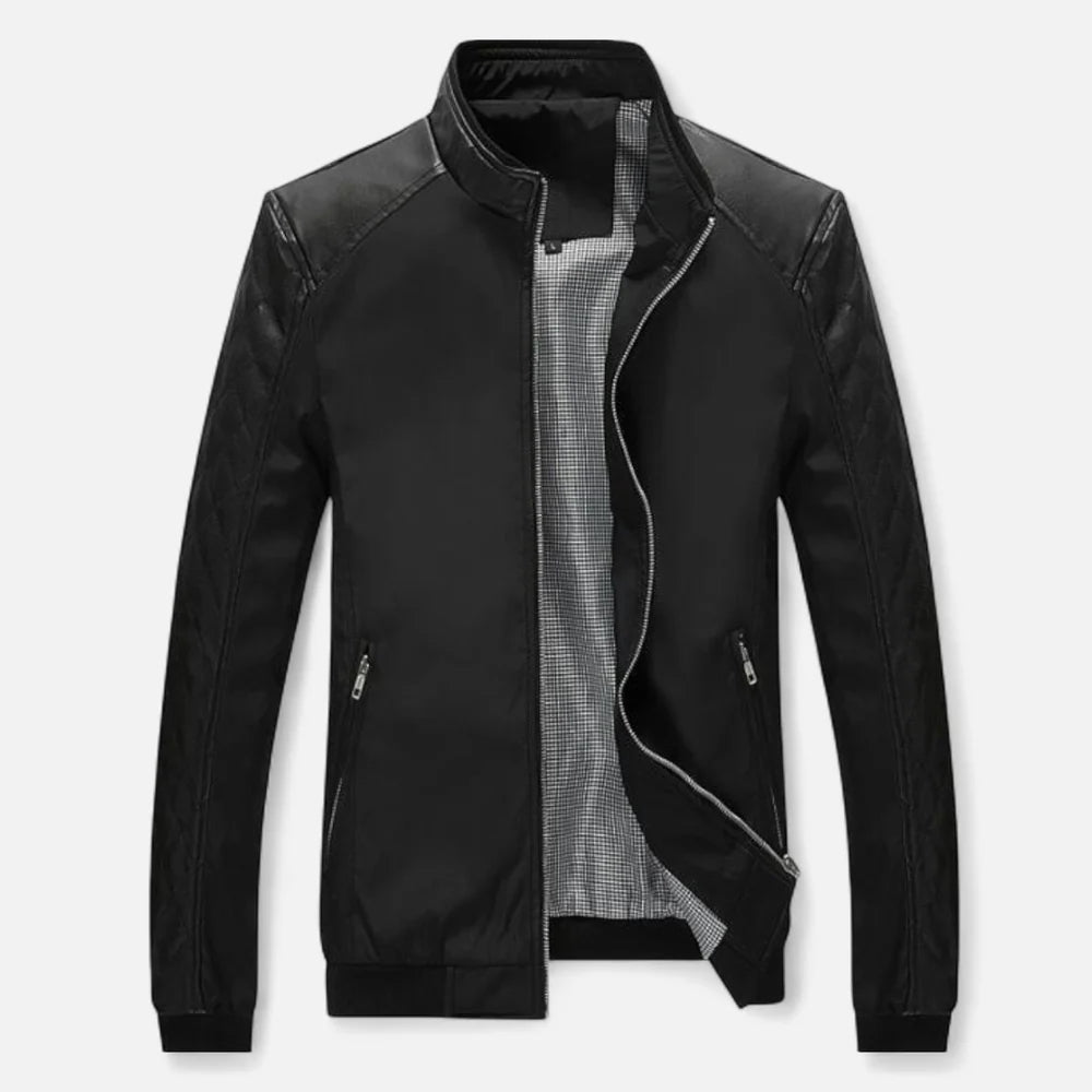 Verani Stand Collar Men’s Bomber in PU Leather