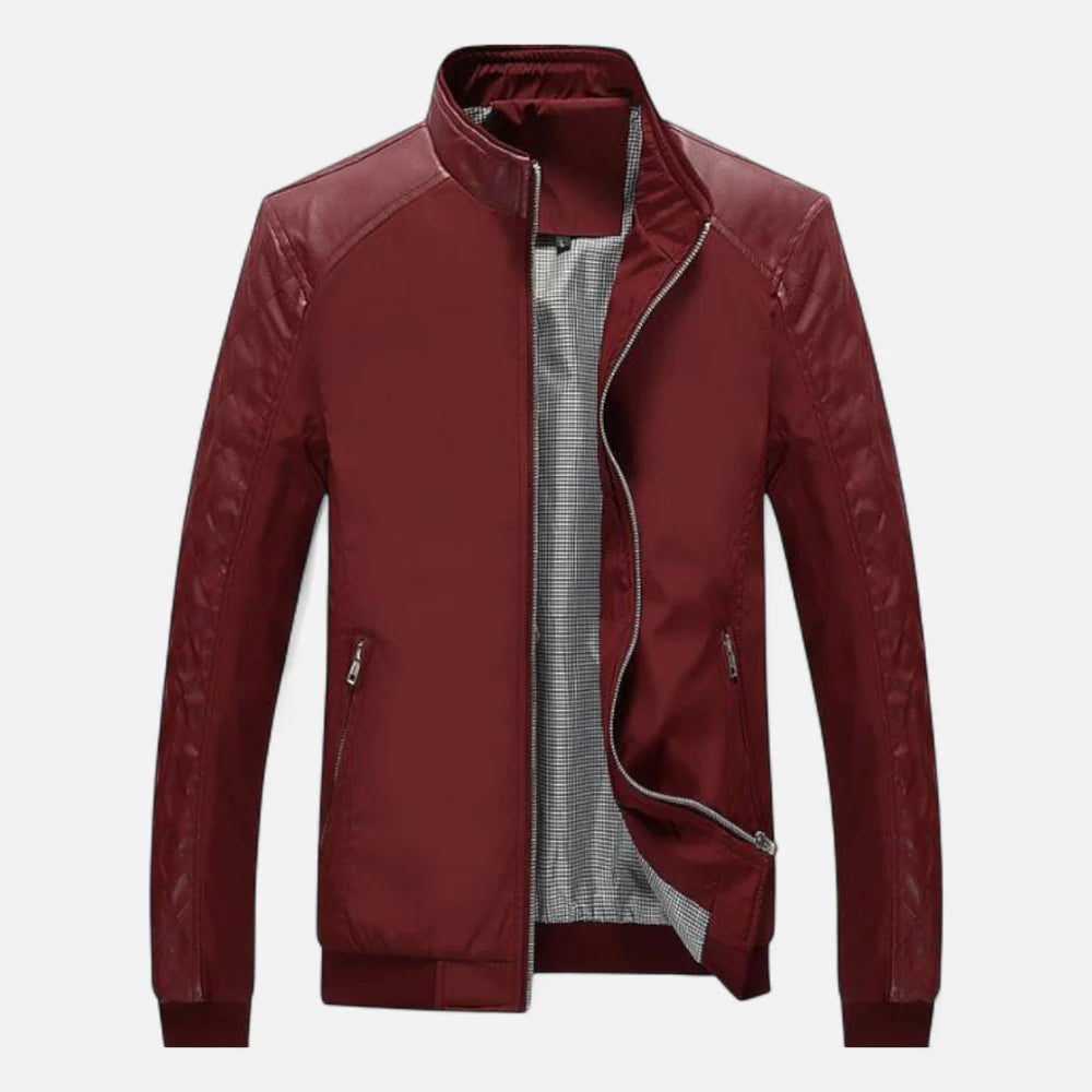 Verani Stand Collar Men’s Bomber in PU Leather