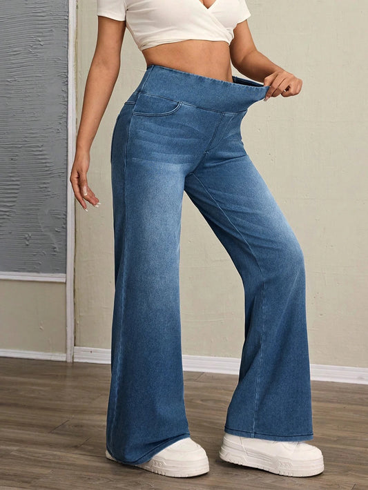 Verani High-Rise Stretch Flared Denim Pants