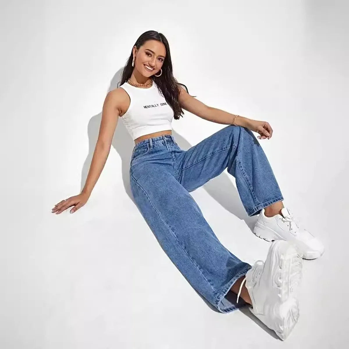 Verani High-Waist Relaxed Wide-Leg Denim Jeans