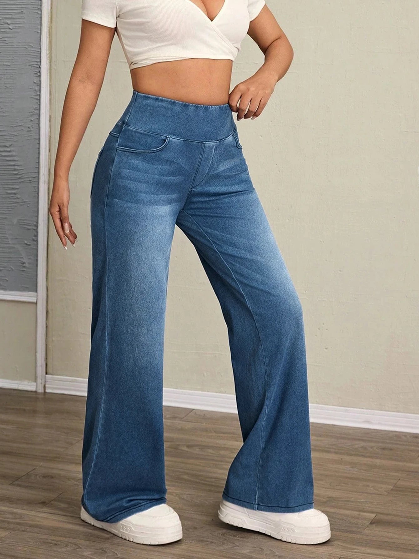 Verani High-Rise Stretch Flared Denim Pants