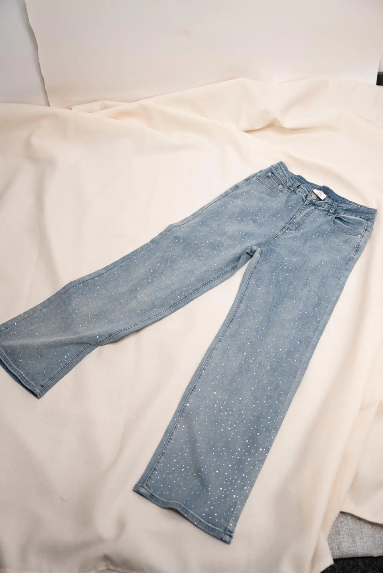 Verani Crystal-Embellished High-Waist Straight-Leg Jeans