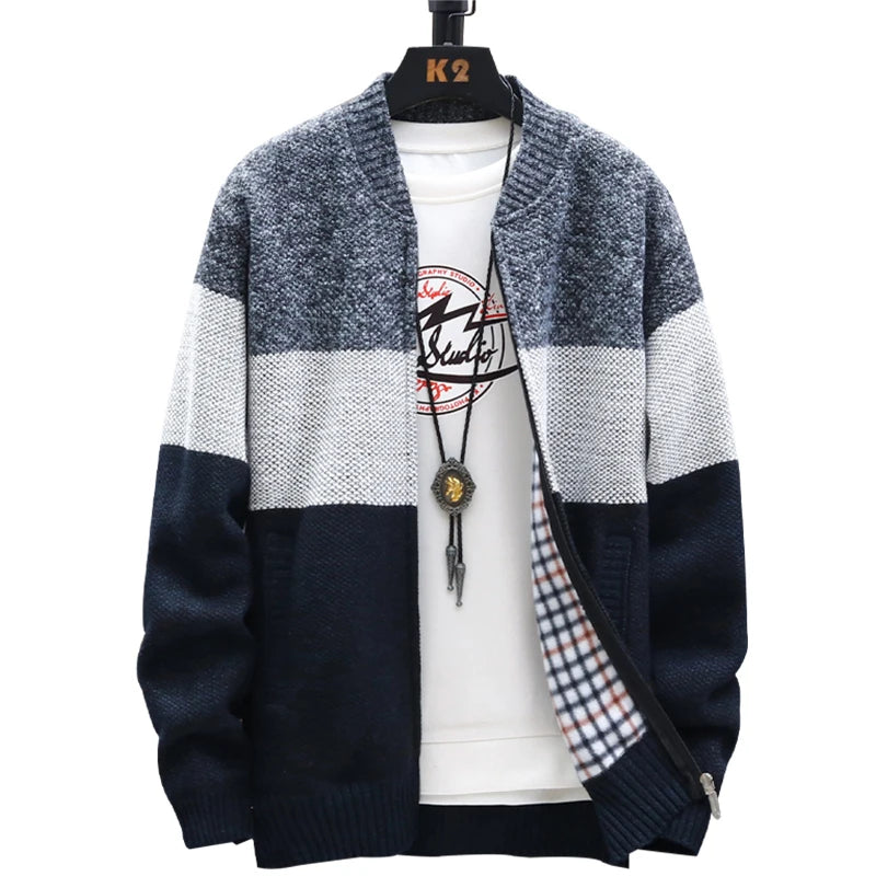 Verani Men’s Casual Oversized Crew Neck Zipper Sweater