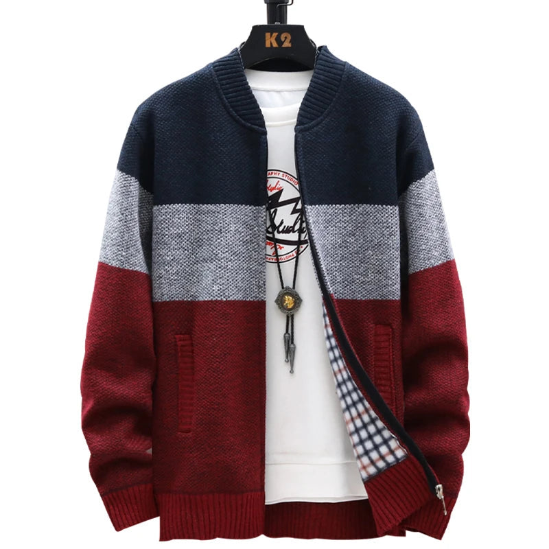 Verani Men’s Casual Oversized Crew Neck Zipper Sweater