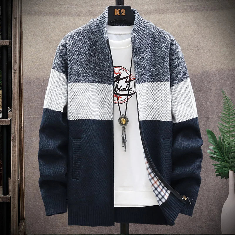 Verani Men’s Casual Oversized Crew Neck Zipper Sweater