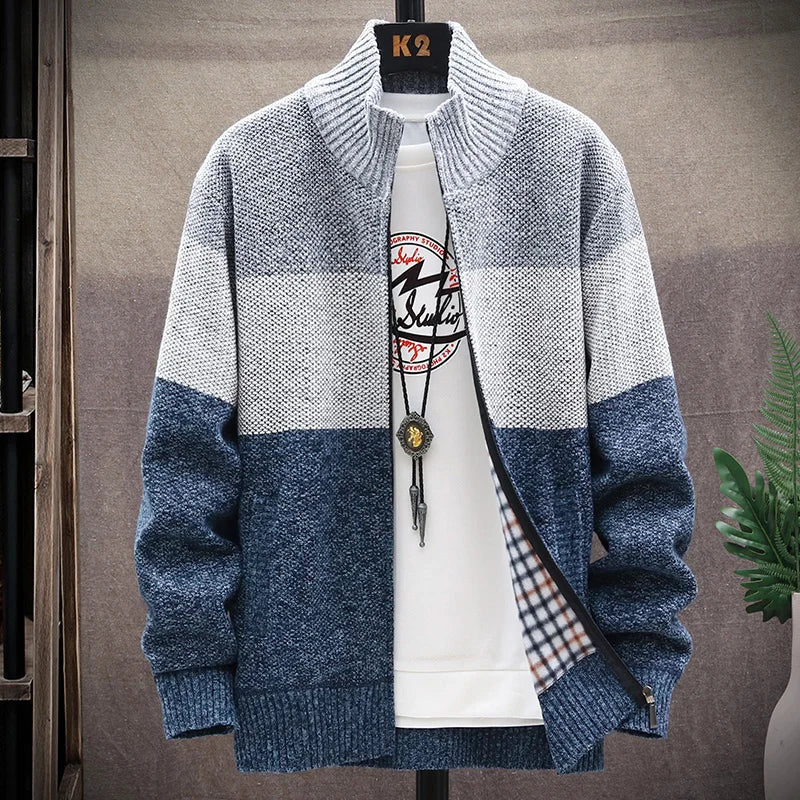 Verani Men’s Casual Oversized Crew Neck Zipper Sweater