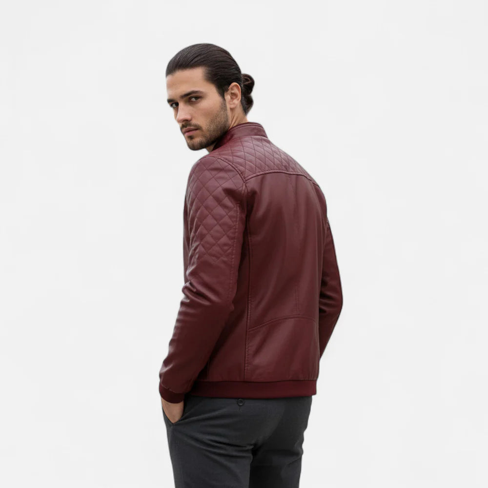 Verani Stand Collar Men’s Bomber in PU Leather
