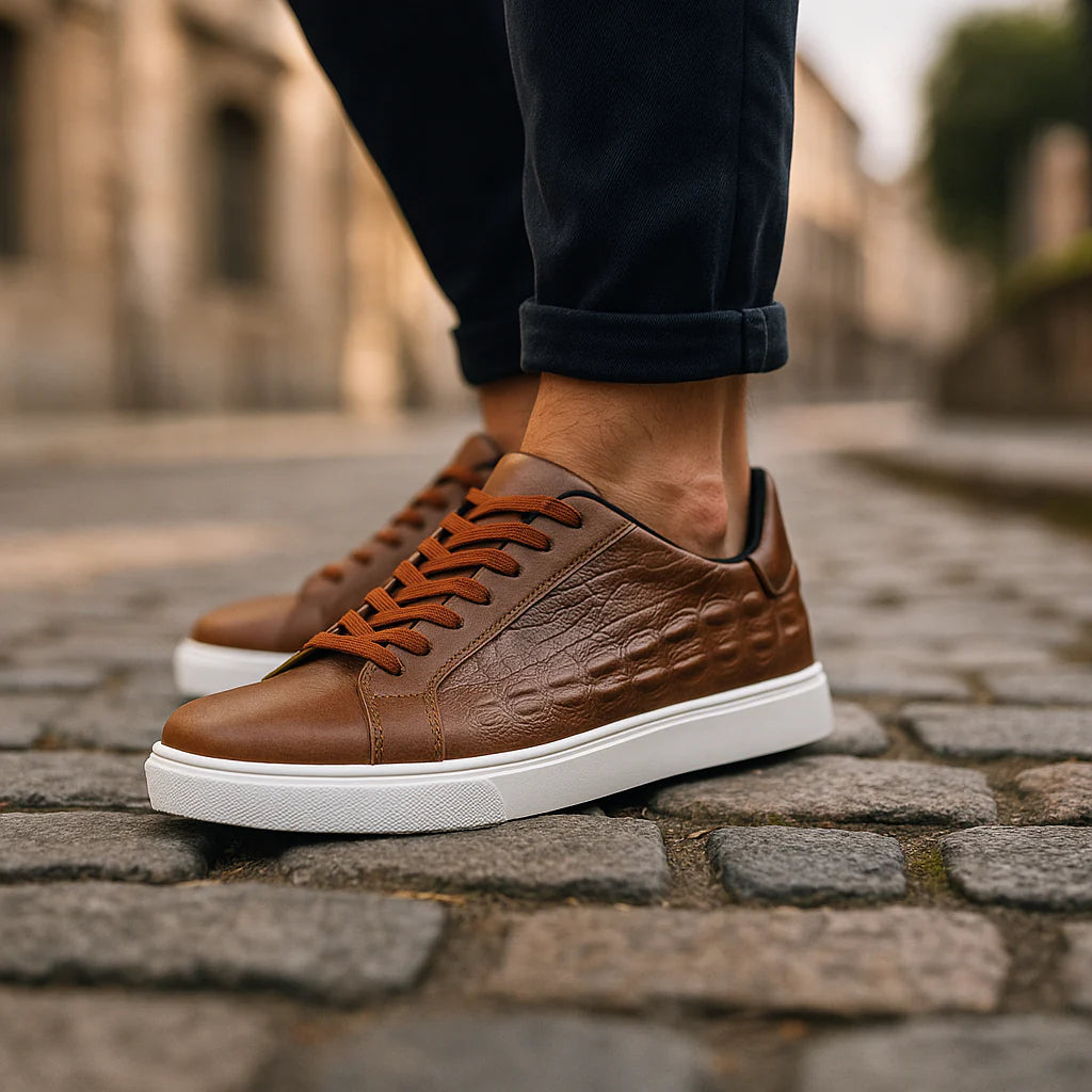 Verani Corbin Men Croc-Embossed Low-Top Sneakers