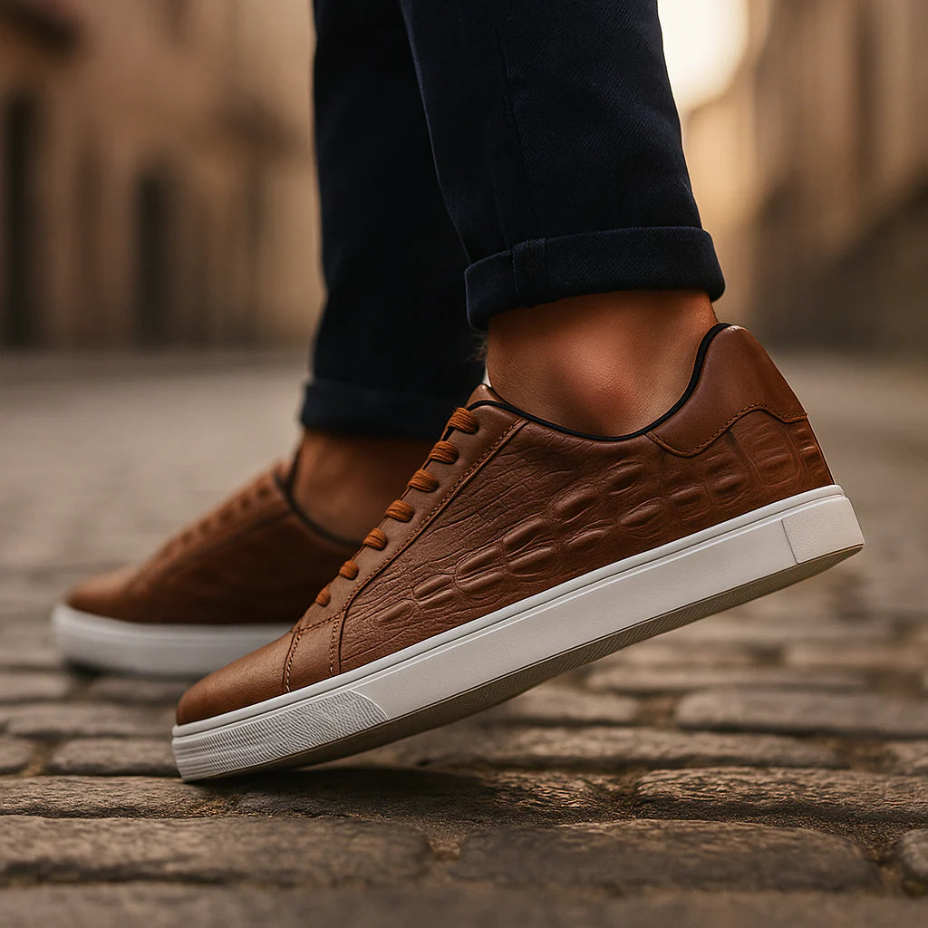 Verani Corbin Men Croc-Embossed Low-Top Sneakers