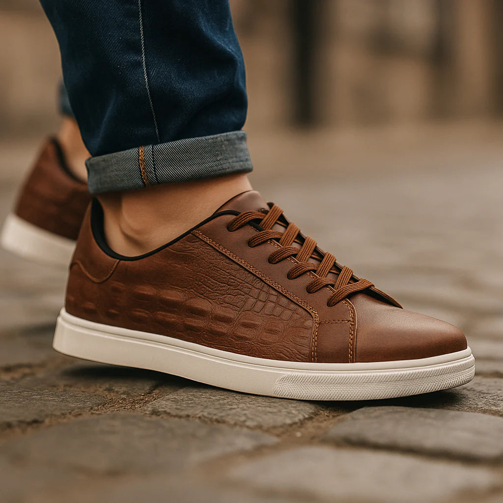 Verani Corbin Men Croc-Embossed Low-Top Sneakers