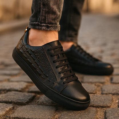 Verani Corbin Men Croc-Embossed Low-Top Sneakers