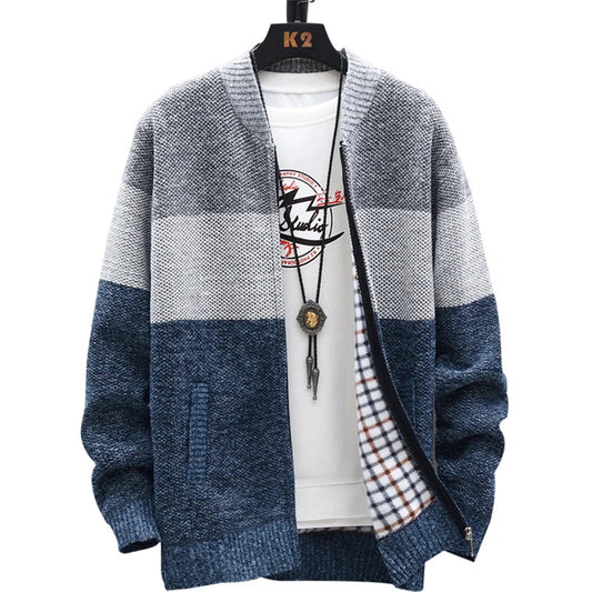 Verani Men’s Casual Oversized Crew Neck Zipper Sweater