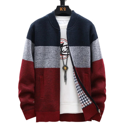 Verani Men’s Casual Oversized Crew Neck Zipper Sweater