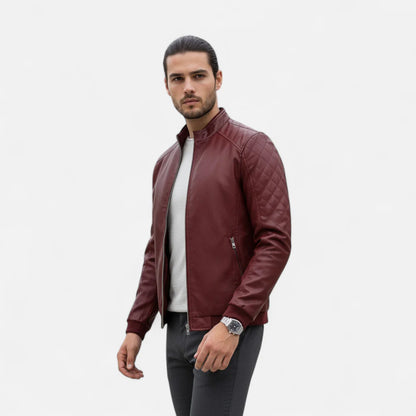 Verani Stand Collar Men’s Bomber in PU Leather