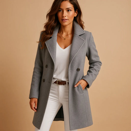 Verani Women’s Long Buttoned Tailored Winter Overcoat